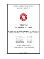 tiểu luận kinh tế lượng 2 những nhân tố ảnh hưởng đến tốc độ tăng dân số theo địa phương ở việt nam giai đoạn 2009 – 2017 