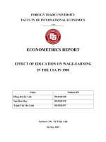 tiểu luận kinh tế lượng EFFECT OF EDUCATION ON WAGE EARNING IN THE USA IN 1980 
