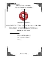 (Tiểu luận FTU) a STUDY ON THE MARKETING MIX STRATEGY OF LOTTERIA IN VIETNAM PERIOD 2004 2017 