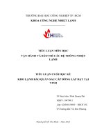 TIỂU LUẬN môn học vận HÀNH và bảo TRÌ các hệ THỐNG NHIỆT LẠNH  KHO LẠNH bảo QUẢN SAU cấp ĐÔNG lắp đặt tại VINH 