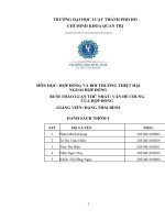 MÔN học hợp ĐỒNG và bồi THƯỜNG THIỆT hại NGOÀI hợp ĐỒNG BUỔI THẢO LUẬN THỨ NHẤT vấn đề CHUNG của hợp ĐỒNG 