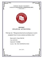 (Tiểu luận FTU) tiểu luận kế toán tài chính management fraud and accounting tips are used to manipulate enrons income statement and balance sheet 