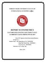 (Tiểu luận FTU) factors influencing life expectancy at birth in japan from 1970 2017 