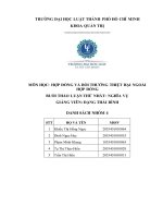 MÔN học hợp ĐỒNG và bồi THƯỜNG THIỆT hại NGOÀI hợp ĐỒNG BUỔI THẢO LUẬN THỨ NHẤT NGHĨA vụ 