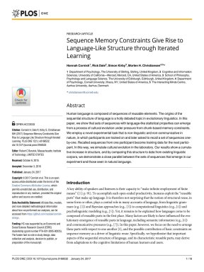 Sequence memory constraints give rise to language like structure ...