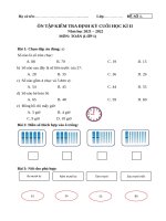 ÔN tập KIỂM TRA ĐỊNH ký CUỐI học kì 2 lớp 1 môn TOÁN năm 2022 