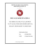 (Tiểu luận FTU) tác động của FDI, tỷ lệ lạm phát và tỷ lệ gia tăng dân số lên GDP của hoa kỳ, 4 trung quốc, nhật bản giai đoạn 1995 đến 2016 