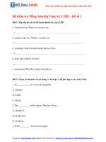 Tải 2 Bộ đề thi Tiếng Anh lớp 5 cuối học kì 2 năm 2021 - Phần 2 (Có đáp án)