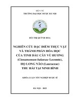 Nghiên cứu đặc điểm thực vật và thành phần hóa học của tinh dầu cây vù hương (cinnamomum balansae lecomte), họ long não (lauraceae) thu hái tại ninh bình 