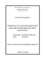TÓM tắt LUẬN văn nghiên cứu các giao thức định tuyến AODV, DSR và OLSR trong hệ thống mạng MANET 