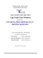 BÁO cáo kết THÚC học PHẦN lập trình trên windows tên đề tài xây DỰNG PHẦN mềm QUẢN lý TRƯỜNG mầm NON 