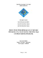 Phân tích tình hình quản trị rủi ro tín dụng của ngân hàng thương mại cổ phần Kienlongbank