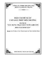 CÔNG TY TNHH THƯƠNG MẠI DỊCH VỤ KHANG TRANG BÁO CÁO ĐỀ XUẤT CẤP GIẤY PHÉP MÔI TRƯỜNG Của dự án “TRẠI CHĂN NUÔI 2.400 CON HEO NÁI SINH SẢN” BÌNH PHƯỚC