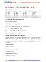 Tải 2 Bộ đề thi Tiếng Anh lớp 5 giữa học kì 1 2021 - Phần 1 (Có đáp án)