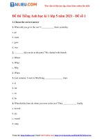 Tải 2 Bộ đề thi học kì 1 môn Tiếng Anh lớp 5 2021 - Phần 1 (Có đáp án)