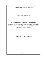 Phát triển hoạt động kinh doanh dịch vụ cảng biển tại CTY TNHH Cảng Hải An