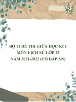 11 Bộ đề thi giữa học kì 1 môn Lịch sử lớp 12 năm 2021  2022 có đáp án