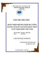 Hoàn thiện phương pháp đo lường rủi ro lãi suất tại ngân hàng TMCP xuất nhập khẩu việt nam 