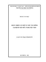 Hoàn thiện cơ chế tự chủ tài chính tại bệnh viện hữu nghị việt tiệp