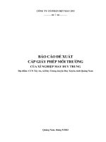 BÁO CÁO ĐỀ XUẤT CẤP GIẤY PHÉP MÔI TRƢỜNG CỦA XÍ NGHIỆP MAY DUY TRUNG