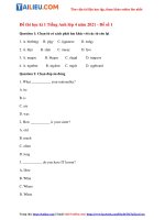 Tải 2 Bộ đề thi Tiếng Anh lớp 4 học kỳ 1 2021 - Phần 1 (Có đáp án)