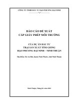 BÁO CÁO ĐỀ XUẤT CẤP GIẤY PHÉP MÔI TRƯỜNG CỦA DỰ ÁN ĐẦU TƯ TRẠI SẢN XUẤT TÔM GIỐNG HẠO PHƯƠNG ĐẠI NINH – NINH THUẬN