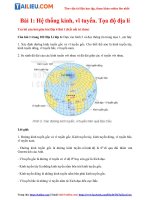 Tải [Kết Nối Tri Thức] Soạn Địa lý lớp 6 Bài 1: Hệ thống kinh, vĩ tuyến. Tọa độ địa lí