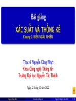 Bài giảng Xác suất thống kê Chương 2 Biến ngẫu nhiên full