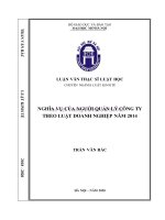 Nghĩa vụ của người quản lý công ty theo luật doanh nghiệp  năm 2014  