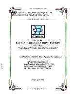 BÁO cáo bài tập CUỐI kỳ lập TRÌNH PYTHON đề tài xây dựng website bán thức ăn nhanh 