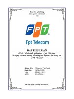 BÀI TIỂU LUẬN Đề tài: “Phân tích môi trường vĩ mô Việt Nam Tác động môi trường đến Công ty Cổ phần Viễn thông FPT (FPT Telecom)” Giảng viên: Cô Nguyễn Thị Chanh