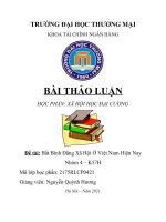 THẢO LUẬN học PHẦN xã hội học đại CƯƠNG  đề tài bất bình đẳng xã hội ở việt nam hiện nay 