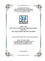 BÁO cáo bài tập CUỐI kỳ lập TRÌNH PYTHON đề tài xây dựng website bán thức ăn nhanh 