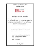 KHÓA LUẬN tốt NGHIỆP đề tài kế TOÁN TIÊU THỤ và xác ĐỊNH kết QUẢ KINH DOANH tại CÔNG TY cổ PHẦN đại PHƯỚC LONG CEMENT