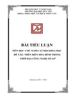BÀI TIỂU LUẬN môn học CHỦ NGHĨA xã hội KHOA học đề tài DIỄN BIẾN hòa BÌNH TRONG THỜI đại CÔNG NGHỆ số 4 0