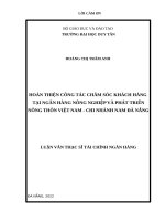 luận văn thạc sĩ tài chính ngân hàng HOÀN THIỆN CÔNG tác CHĂM sóc KHÁCH HÀNG