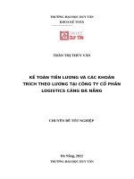CHUYÊN đề tốt NGHIỆP  kế TOÁN TIỀN LƯƠNG và các KHOẢN TRÍCH THEO LƯƠNG tại CÔNG TY cổ PHẦN LOGISTICS CẢNG đà NẴNG