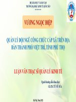 QUẢN LÝ ĐỘI NGŨ CÔNG CHỨC CẤP XÃ TRÊN ĐỊA BÀN THÀNH PHỐ VIỆT TRÌ, TỈNH PHÚ THỌ