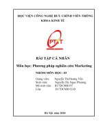 BÀI TẬP CÁ NHÂN MÔN HỌC: PHƯƠNG PHÁP NGHIÊN CỨU MARKETING ĐỀ TÀI: NGHIÊN CỨU THỊ TRƯỜNG MỸ PHẨM VIỆT NAM