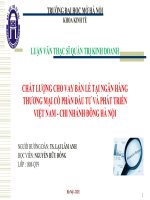 CHẤT LƯỢNG CHO VAY BÁN LẺ TẠI NGÂN HÀNG THƯƠNG MẠI CỔ PHẦN ĐẦU TƯ VÀ PHÁT TRIỂN VIỆT NAM - CHI NHÁNH ĐÔNG HÀ NỘI