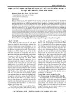 Hiệu quả và định hướng sử dụng đất sản xuất nông nghiệp huyện Yên Phong, tỉnh Bắc Ninh