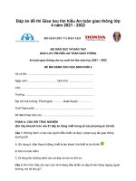 Đáp án cuộc thi Giao lưu tìm hiểu An toàn giao thông lớp 4 năm 2021 - 2022 Đáp án An toàn giao thông cho nụ cười trẻ thơ lớp 4 (Học sinh)