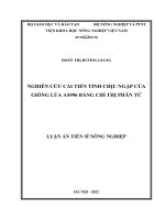 Nghiên cứu cải tiến tính chịu ngập của giống lúa AS996 bằng chỉ thị phân tử 