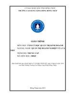 Giáo trình Tâm lý học quản trị kinh doanh (Nghề: Quản trị doanh nghiệp vừa và nhỏ - Trung cấp) - Trường Cao đẳng Cộng đồng Đồng Tháp