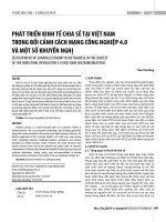 PHÁT TRIỂN KINH tế CHIA sẻ tại VIỆT NAM TRONG bối CẢNH CÁCH MẠNG CÔNG NGHIỆP 4 0 và một số KHUYẾN NGHỊ DEVELOPMENT OF SHARING ECONOMY IN VIETNAMESE IN THE CONTEXT OF THE INDUSTRIAL REVOLUTION 4 0 AND SOME RECOMMENDAT 