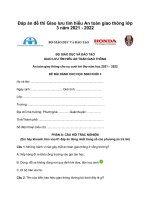 Đáp án cuộc thi Giao lưu tìm hiểu An toàn giao thông lớp 3 năm 2021 - 2022 Đáp án An toàn giao thông cho nụ cười trẻ thơ lớp 3 (Học sinh)