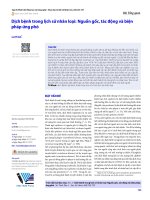 Dịch bệnh trong lịch sử nhân loại nguồn gốc, tác động và biện pháp ứng phó  epidemics and pandemics in human history origins, effects and response measures”, tạp chí phát triển khoa học và công nghệ, chuyên san khoa 