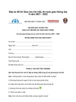 Đáp án cuộc thi Giao lưu tìm hiểu An toàn giao thông lớp 5 năm 2021 - 2022 Đáp án An toàn giao thông cho nụ cười trẻ thơ lớp 5 (Học sinh)