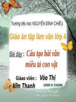 Giáo án tiếng việt lớp 4 tuần 29  TLV cấu tạo của bài văn miêu tả con vật 