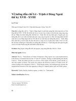 Về lưỡng đầu chế lê   trịnh ở đàng ngoài thế kỷ XVII XVIII”, tạp chí khoa học xã hội việt nam số tháng 8 năm 2021 